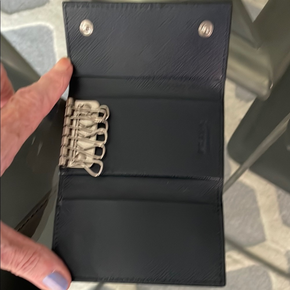 Prada Dark Blue Leather Key Holder - Picture 2 of 7